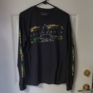 urban pipeline Charcoal Long Sleeve Tee with Green/Brown Camo Sleeves